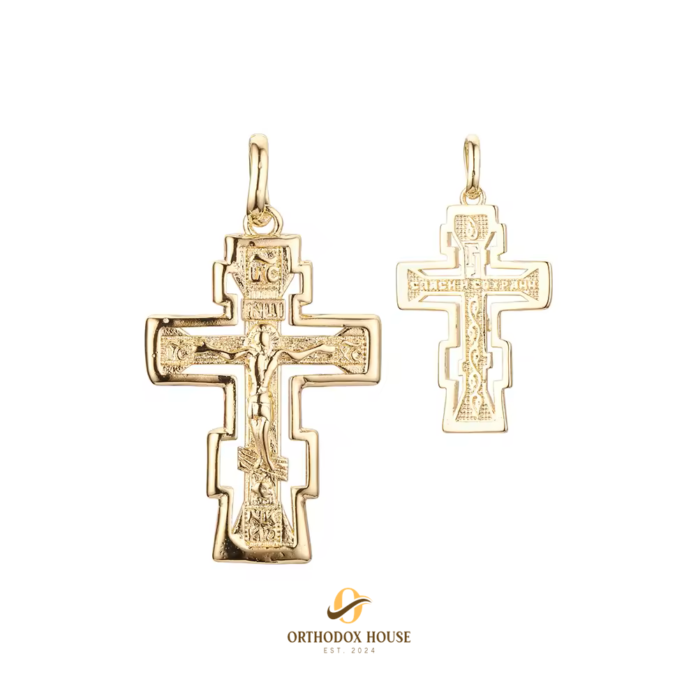 Divine Elegance: 14K Gold Plated Orthodox Cross Pendant Divine Elegance: 14K Gold Plated Orthodox Cross Pendant